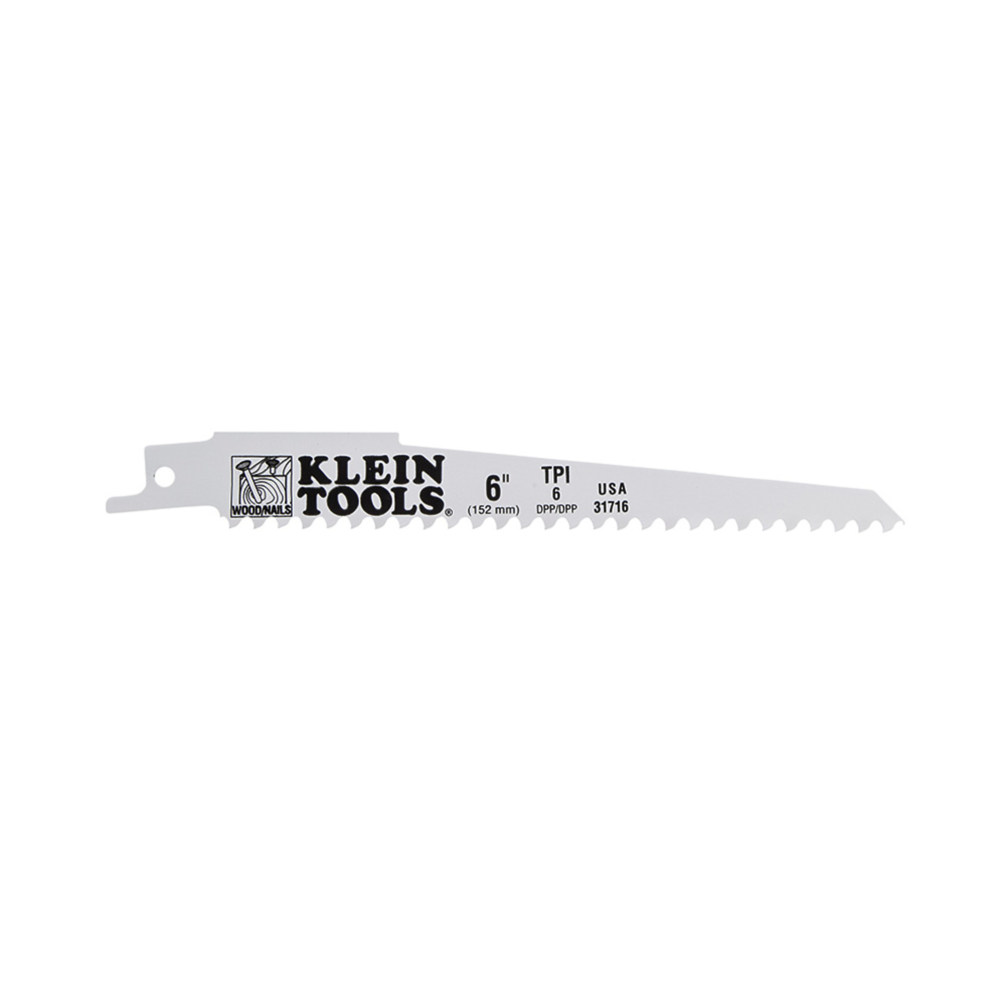 Klein Tools, Reciprocating Saw Blades, 6 TPI, 6in., 5-Pack, Blade Length 6 in, Included (qty.) 5 Model# 31716